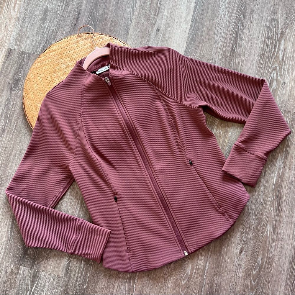 Athleta salutation ribbed jacket in tawny rose women’s size L petite - Picture 2 of 7